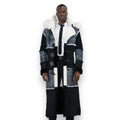 Black and Grey Shearling with White Fox Hood