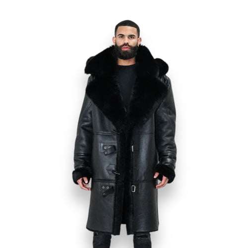 Black Shearling with Hood and Hooks