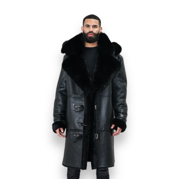 Black Shearling with Hood and Hooks
