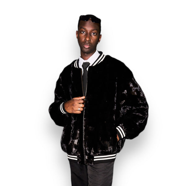 Baseball Mink Bomber Jacket