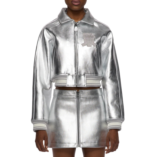 Cropped Metallic Icon Jacket