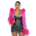 Cropped Leather Jacket with Fur