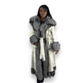 Long Rabbit Coat with Fox Trimming