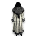 Long Rabbit Coat with Fox Trimming