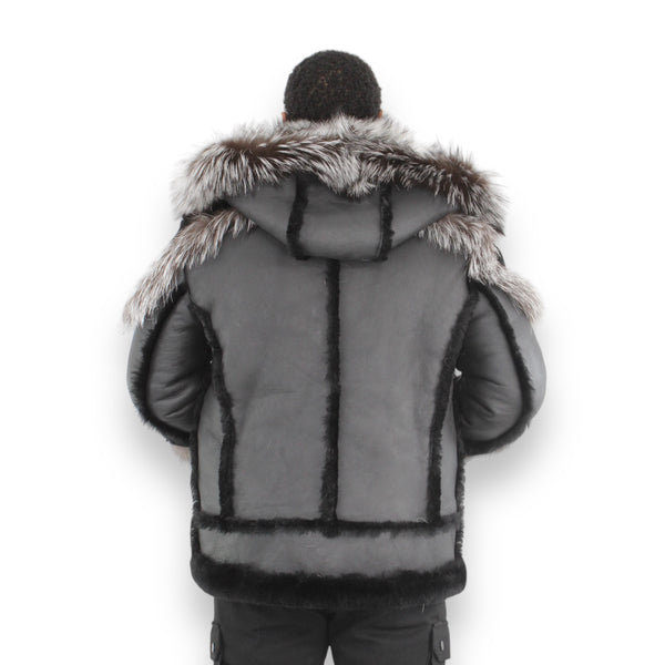 Biker Shearling with Fox Collar