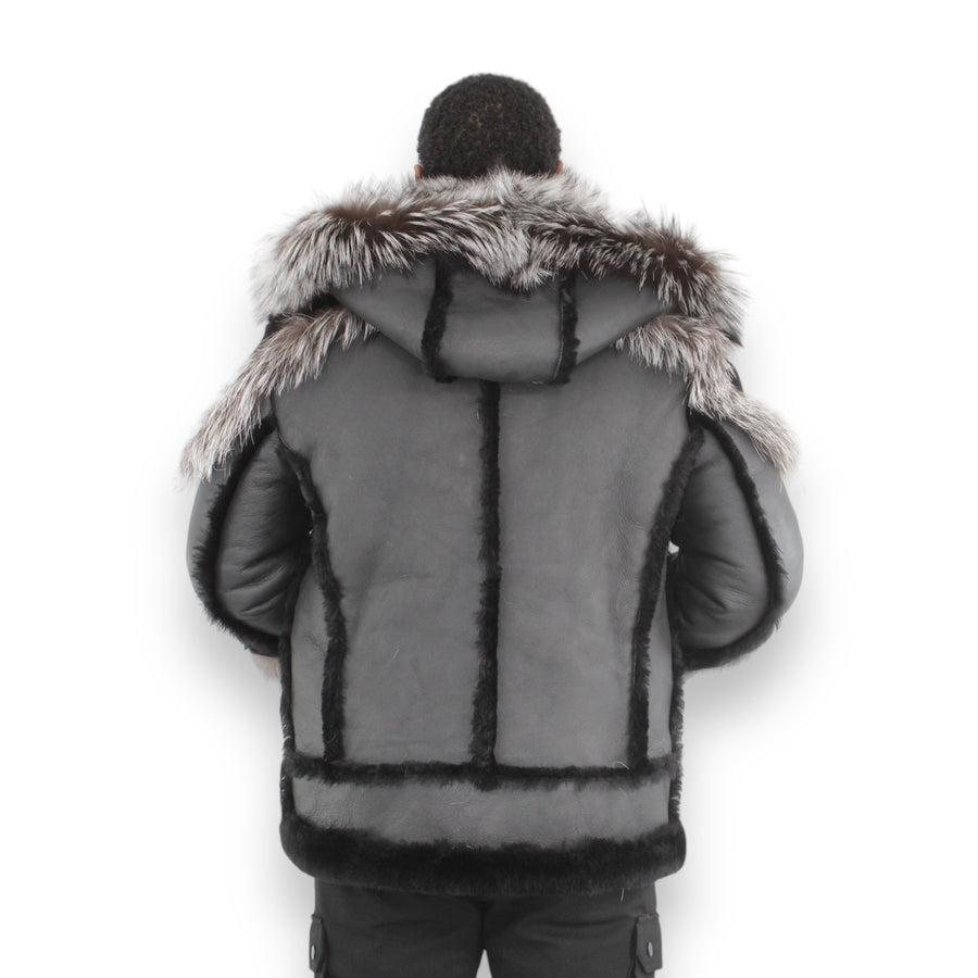 Biker Shearling with Fox Collar