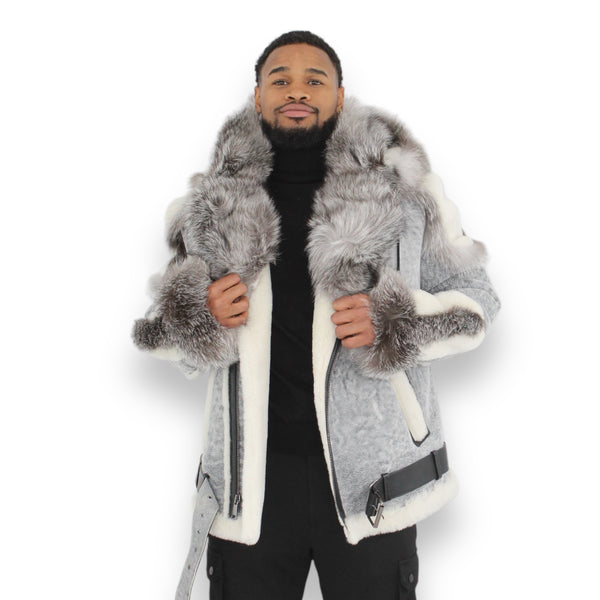 Biker Shearling with Fox Collar