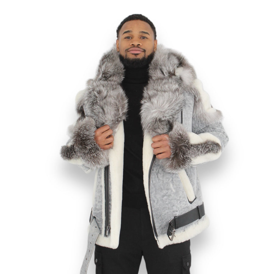 Biker Shearling with Fox Collar