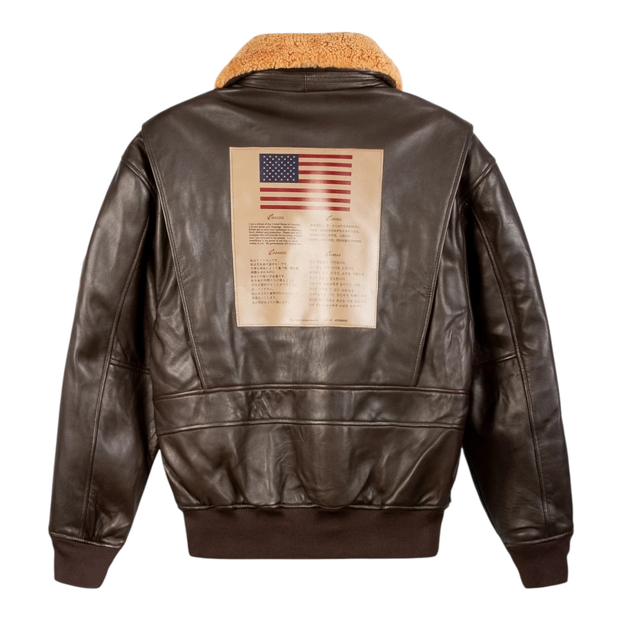 Top Gun® Official Signature Series Leather Jacket With Removable Mouton Collar