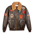 Top Gun® Official Signature Series Leather Jacket With Removable Mouton Collar