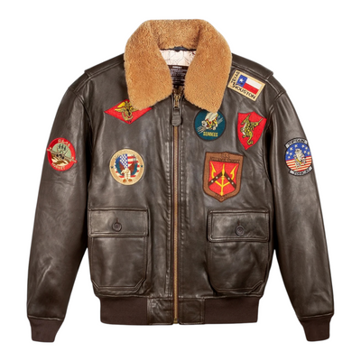 Top Gun® Official Signature Series Leather Jacket With Removable Mouton Collar
