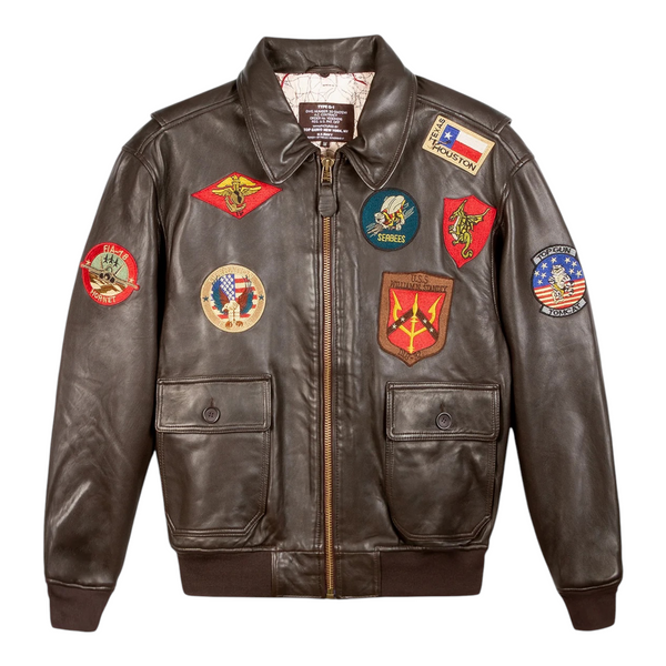 Top Gun® Official Signature Series Leather Jacket With Removable Mouton Collar