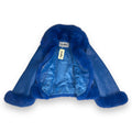 Waist Length Faux Leather Jacket with Faux Fur Outline
