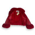 Waist Length Faux Leather Jacket with Faux Fur Outline