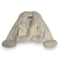 Waist Length Faux Leather Jacket with Faux Fur Outline