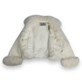Waist Length Faux Leather Jacket with Faux Fur Outline