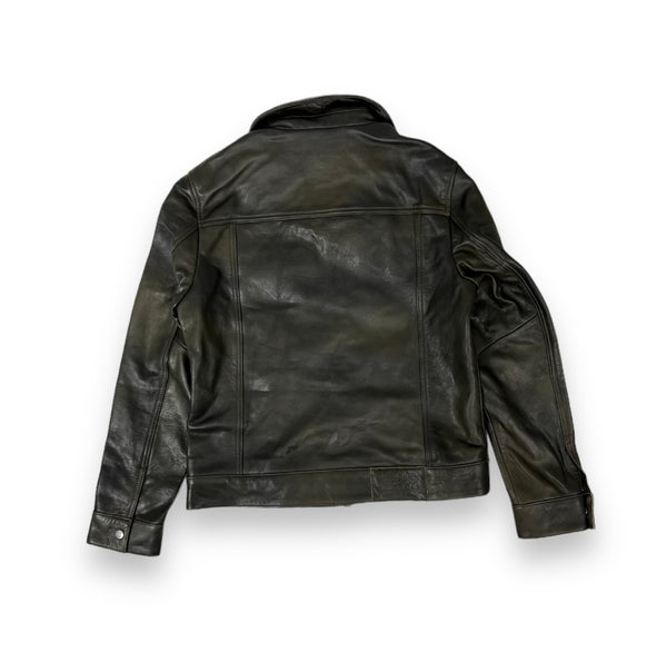 Cow Leather Trucker Jean Jacket