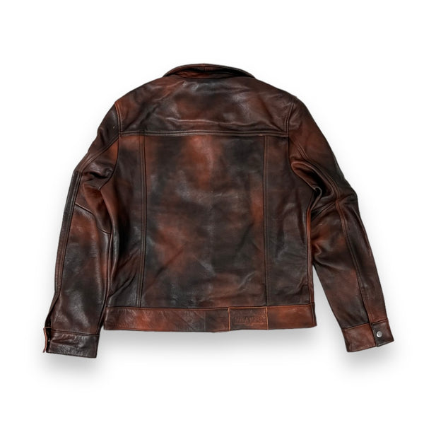 Cow Leather Trucker Jean Jacket