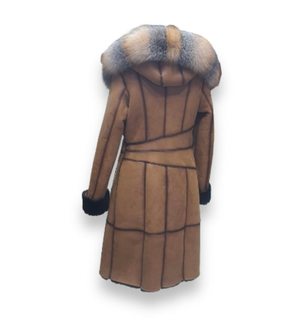 Shearling with Crystal Fox Hood and Middle Lining
