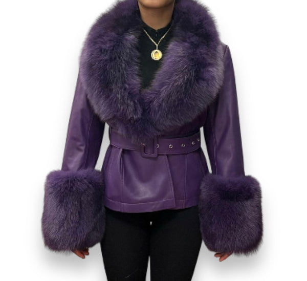 Leather with Fox Collar and Cuffs