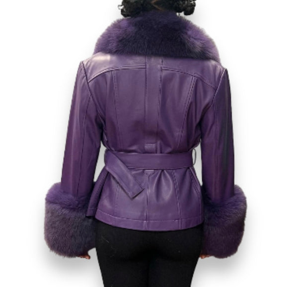 Leather with Fox Collar and Cuffs