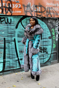 Long Rabbit Coat with Fox Trimming