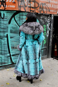 Long Rabbit Coat with Fox Trimming