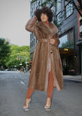 Mink Tails Trench Coat with Natural Fox Collar