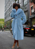 Mink Tails Trench Coat with Natural Fox Collar