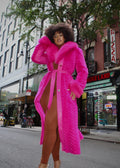 Mink Tails Trench Coat with Natural Fox Collar