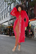 Mink Tails Trench Coat with Natural Fox Collar