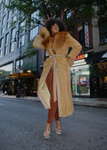 Mink Tails Trench Coat with Natural Fox Collar