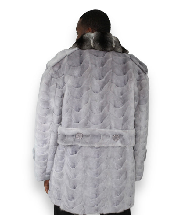 3/4 Grey Section Mink with Chinchilla Collar