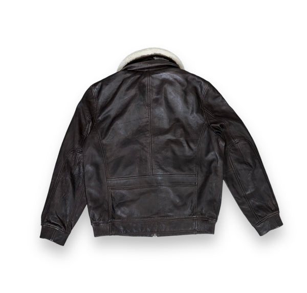 Black Classic Leather Bomber