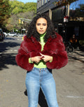 Layered Fox Cropped Bolero with Hood