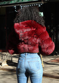 Layered Fox Cropped Bolero with Hood
