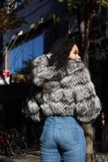 Layered Fox Cropped Bolero with Hood