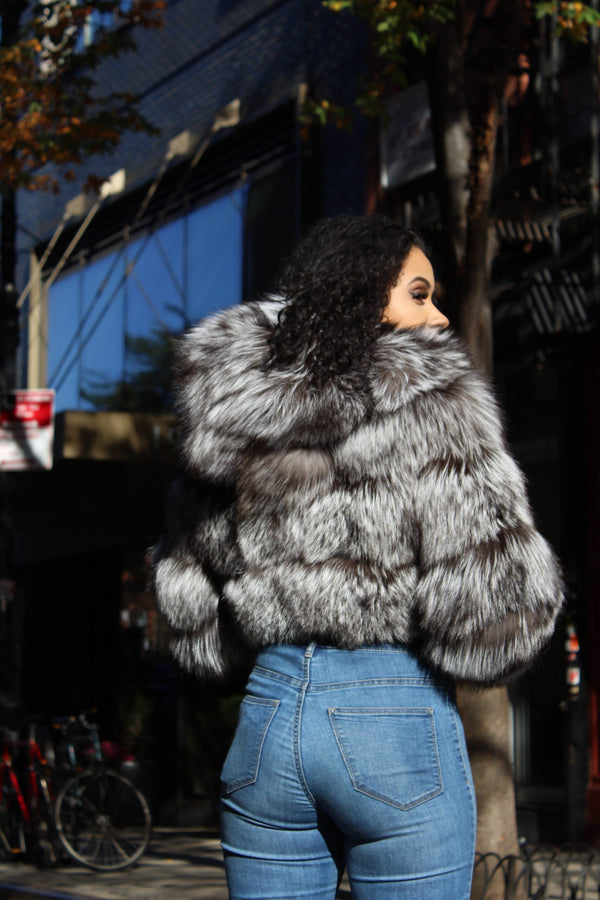 Layered Fox Cropped Bolero with Hood