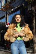 Layered Fox Cropped Bolero with Hood