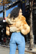 Layered Fox Cropped Bolero with Hood