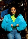 Layered Fox Cropped Bolero with Hood