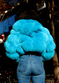 Layered Fox Cropped Bolero with Hood