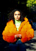 Layered Fox Cropped Bolero with Hood