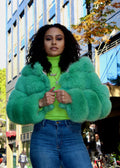 Layered Fox Cropped Bolero with Hood