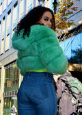 Layered Fox Cropped Bolero with Hood