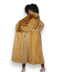 Mink Tails Trench Coat with Natural Fox Collar