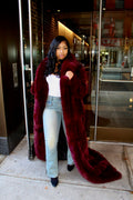 Faux Full Length Dragging Coat