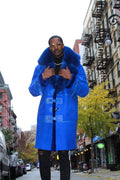 Blue Shearling with Collar and Hood
