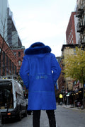Blue Shearling with Collar and Hood