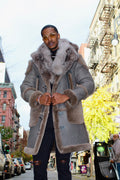 Gray Shearling with Silver Fox Collar